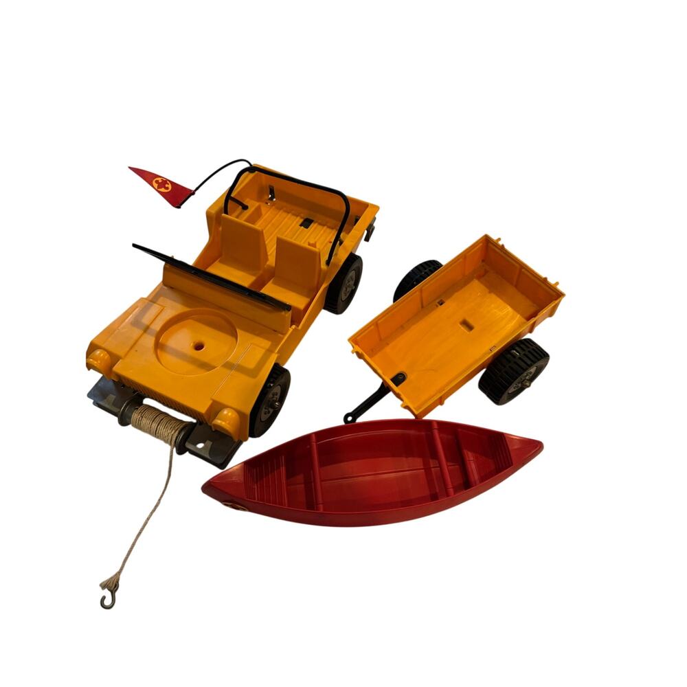 Vtg 1970s Kenner Boy Scouts of America Jeep, Trailer, Canoe Set READ